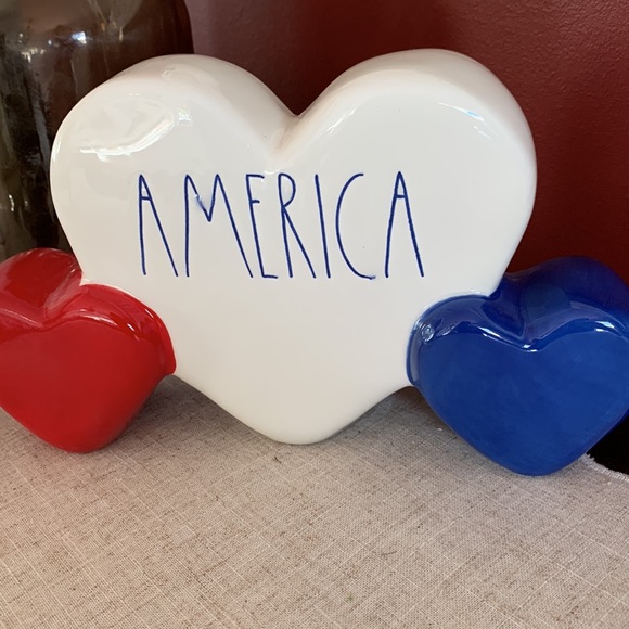 NWT Rare Rae Dunn Red White and Blue Hearts - Picture 4 of 5